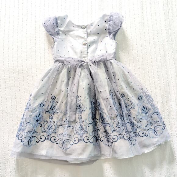 Jona Michelle Girls Formal White/Blue Shimmer Tulle Dress size 5 - Picture 3 of 6